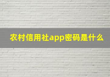 农村信用社app密码是什么