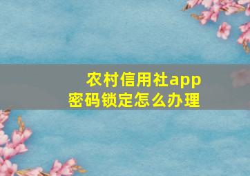 农村信用社app密码锁定怎么办理