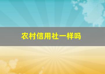 农村信用社一样吗