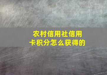 农村信用社信用卡积分怎么获得的