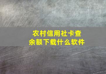 农村信用社卡查余额下载什么软件