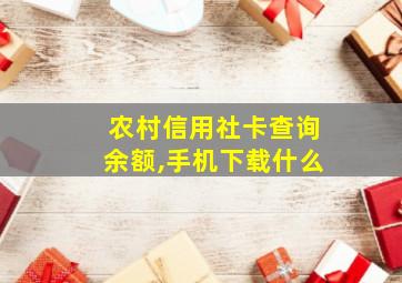 农村信用社卡查询余额,手机下载什么