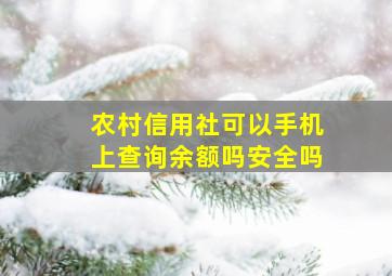 农村信用社可以手机上查询余额吗安全吗