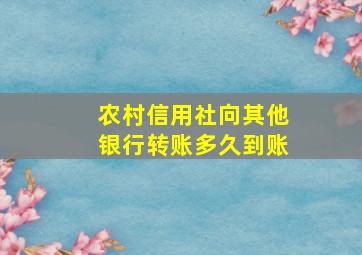 农村信用社向其他银行转账多久到账