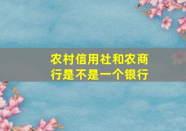 农村信用社和农商行是不是一个银行