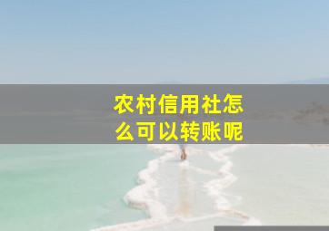 农村信用社怎么可以转账呢