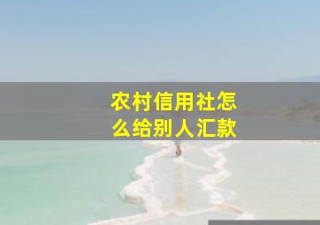 农村信用社怎么给别人汇款