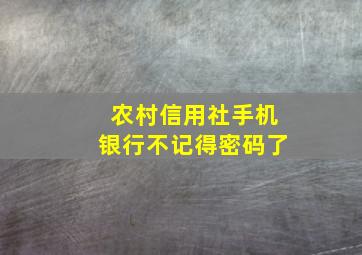 农村信用社手机银行不记得密码了