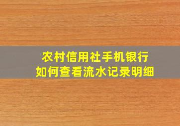 农村信用社手机银行如何查看流水记录明细