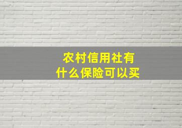 农村信用社有什么保险可以买