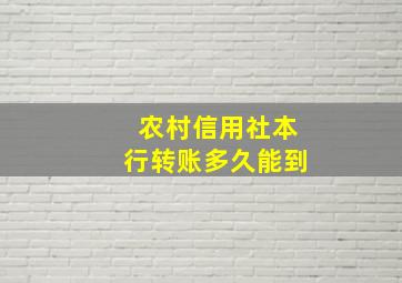 农村信用社本行转账多久能到