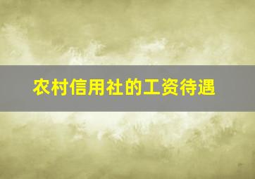 农村信用社的工资待遇