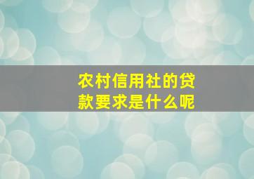 农村信用社的贷款要求是什么呢