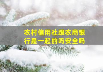 农村信用社跟农商银行是一起的吗安全吗