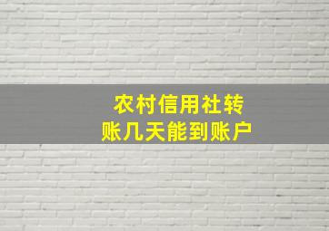 农村信用社转账几天能到账户