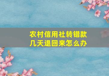 农村信用社转错款几天退回来怎么办