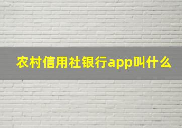 农村信用社银行app叫什么