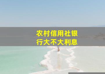 农村信用社银行大不大利息