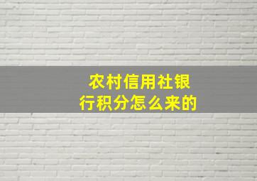 农村信用社银行积分怎么来的