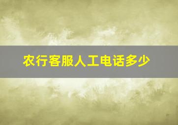 农行客服人工电话多少