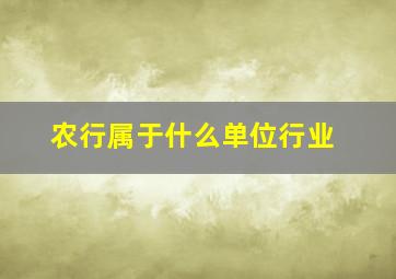 农行属于什么单位行业