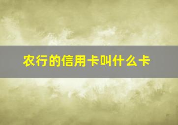 农行的信用卡叫什么卡