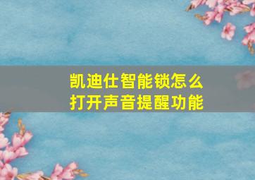 凯迪仕智能锁怎么打开声音提醒功能