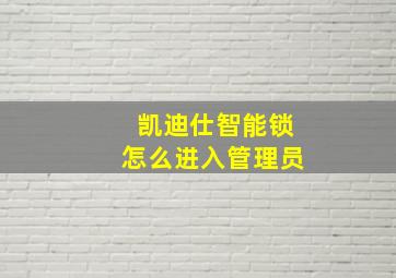 凯迪仕智能锁怎么进入管理员