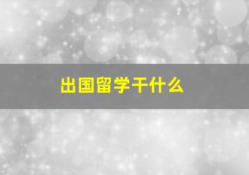 出国留学干什么