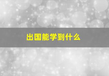 出国能学到什么