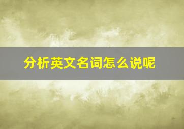 分析英文名词怎么说呢