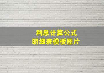 利息计算公式明细表模板图片