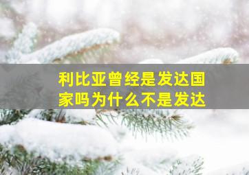 利比亚曾经是发达国家吗为什么不是发达