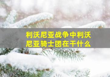 利沃尼亚战争中利沃尼亚骑士团在干什么