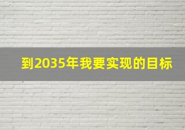 到2035年我要实现的目标