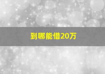 到哪能借20万