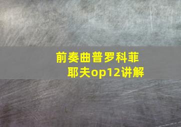 前奏曲普罗科菲耶夫op12讲解