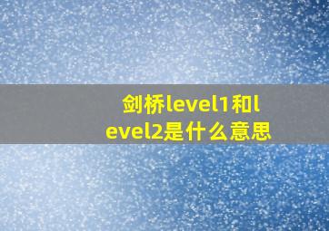 剑桥level1和level2是什么意思