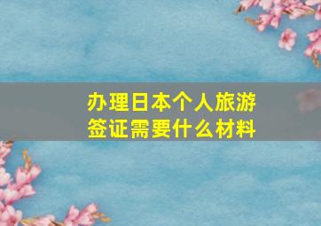 办理日本个人旅游签证需要什么材料