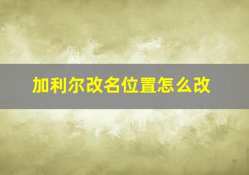 加利尔改名位置怎么改