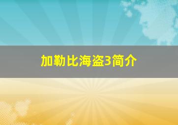 加勒比海盗3简介