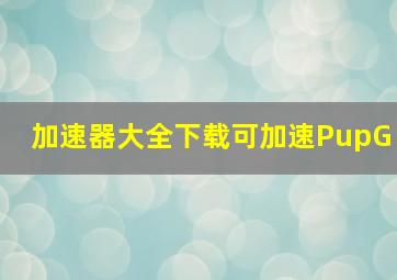 加速器大全下载可加速PupG