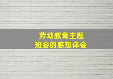 劳动教育主题班会的感想体会