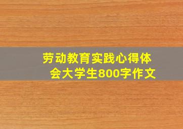 劳动教育实践心得体会大学生800字作文