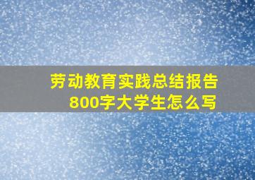 劳动教育实践总结报告800字大学生怎么写