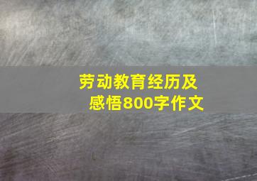 劳动教育经历及感悟800字作文