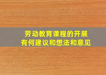 劳动教育课程的开展有何建议和想法和意见