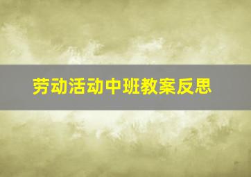 劳动活动中班教案反思