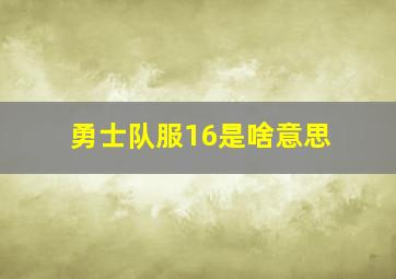 勇士队服16是啥意思