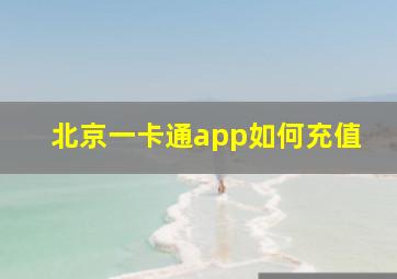 北京一卡通app如何充值